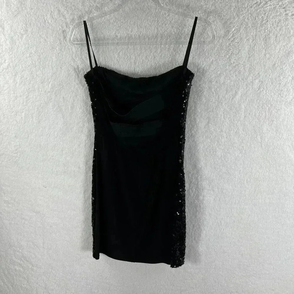 Body Central Womens M Black Mini Bodycon Stretch Sequined Party Dress Coquette - Picture 11 of 16
